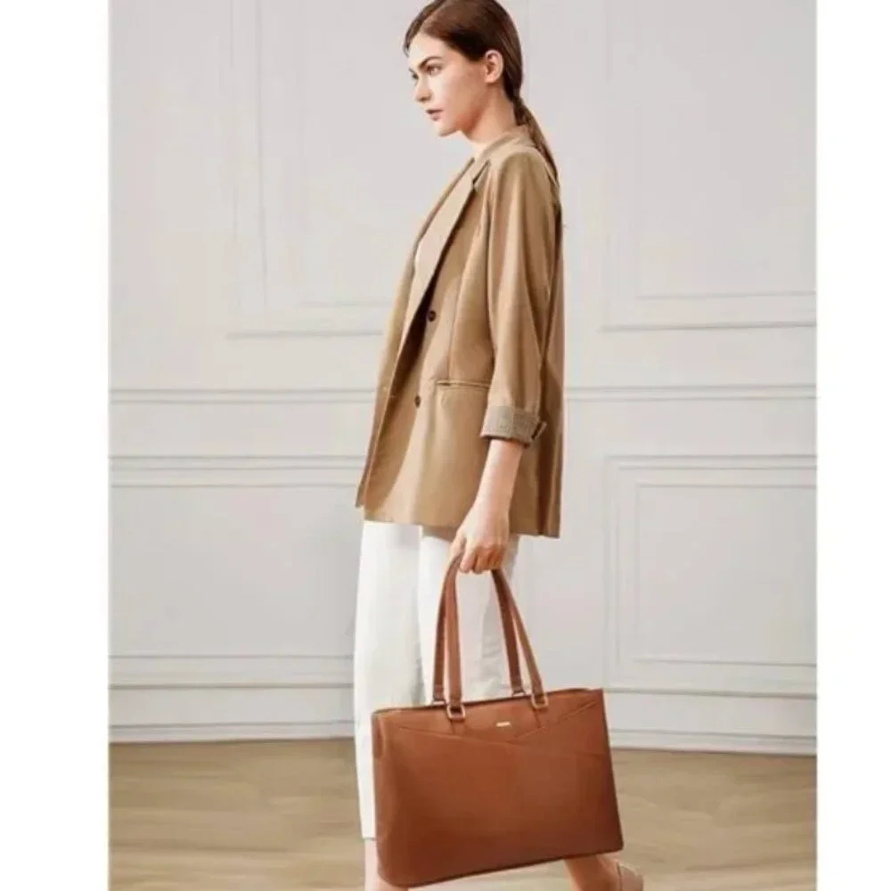 Laptop Tote Bag for Women 15.6Inch Waterproof Leather ComputerBag Women Business